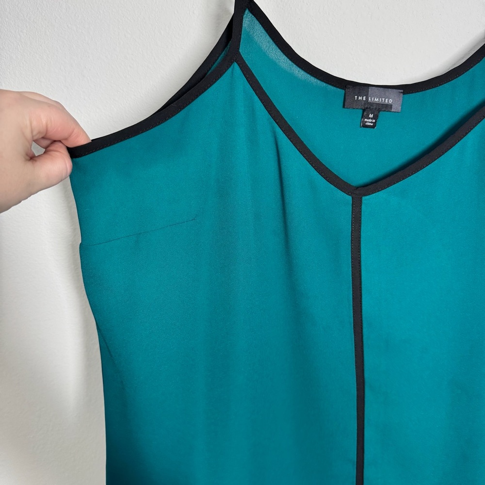 The Limited Tank Top Camisole Size Medium Teal Black Office Business Casual - Picture 3 of 9
